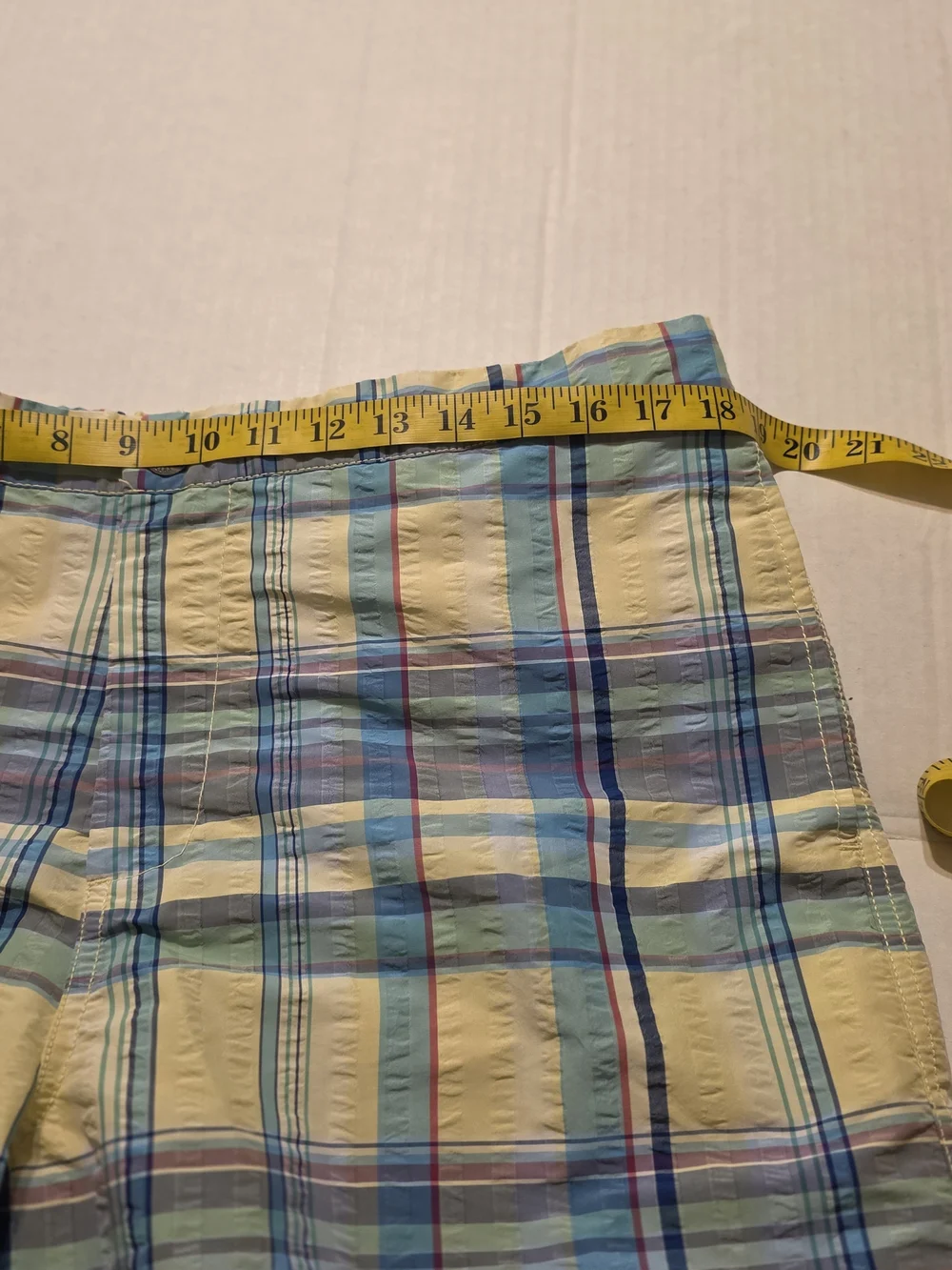 Tommy Bahama Yellow and Blue Plaid Swim Trunks